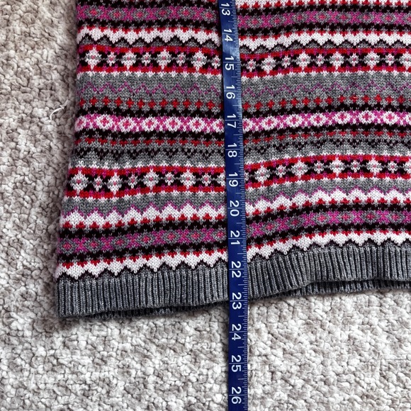 Talbots Nordic Fair Isle Lambswool Blend Pullover Sweater Grey Pink Red MP Y2K - Picture 8 of 11